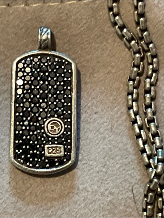David Yurman Other - David Yurman Sterling Silver Black diamond Pavé Dog Tag Necklace 925
